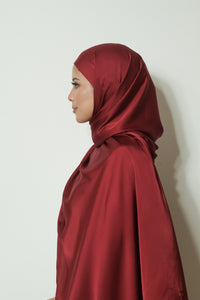 Premium Luxe Satin Instant Shawl - Ruby Red